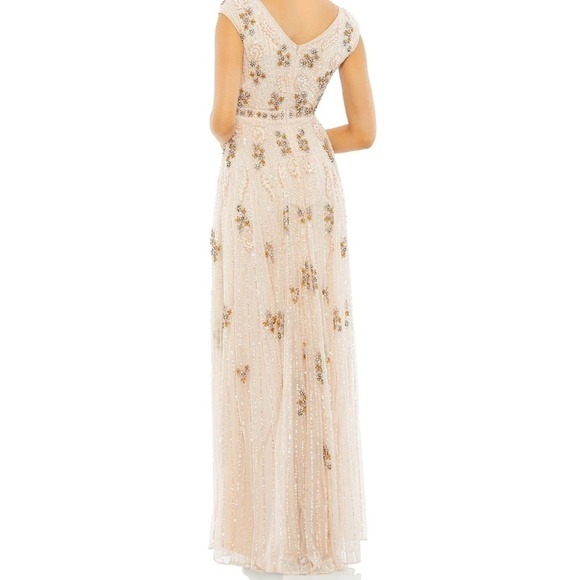 NWT Mac Duggal 93575 Embellished Wrap Over Cap Sleeve A-Line Gown Blush Size 18 - Picture 16 of 16